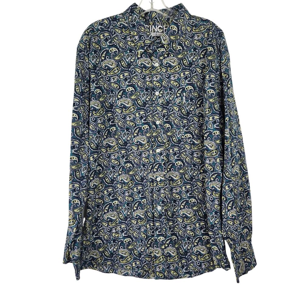 CINCH Modern Fit Green Blue Paisley Men's Button Down Size XL 100% Cotton